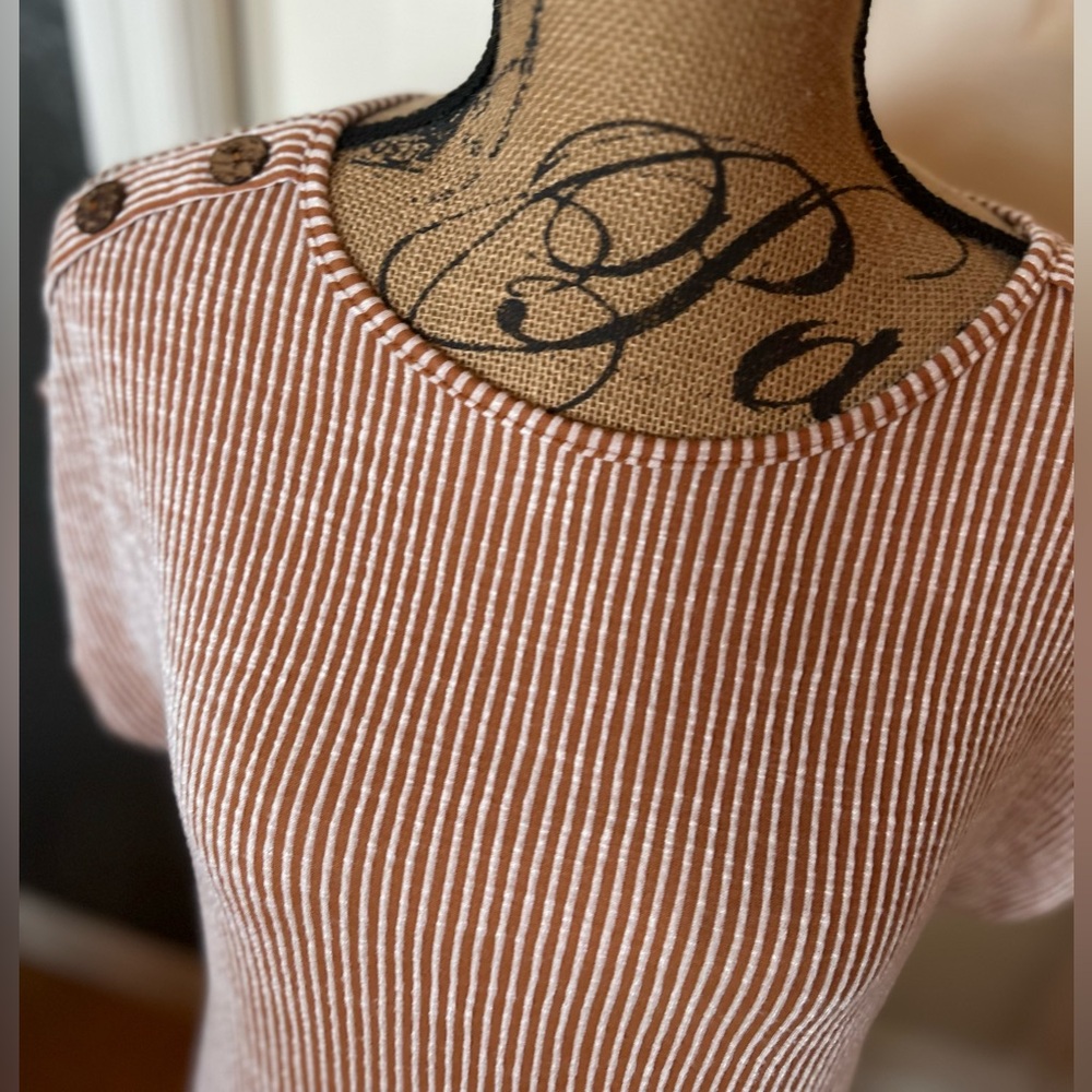 Final Price Clearances Grand Ave Design Burgundy Soft Striped Tunic Top 1X - Picture 8 of 16